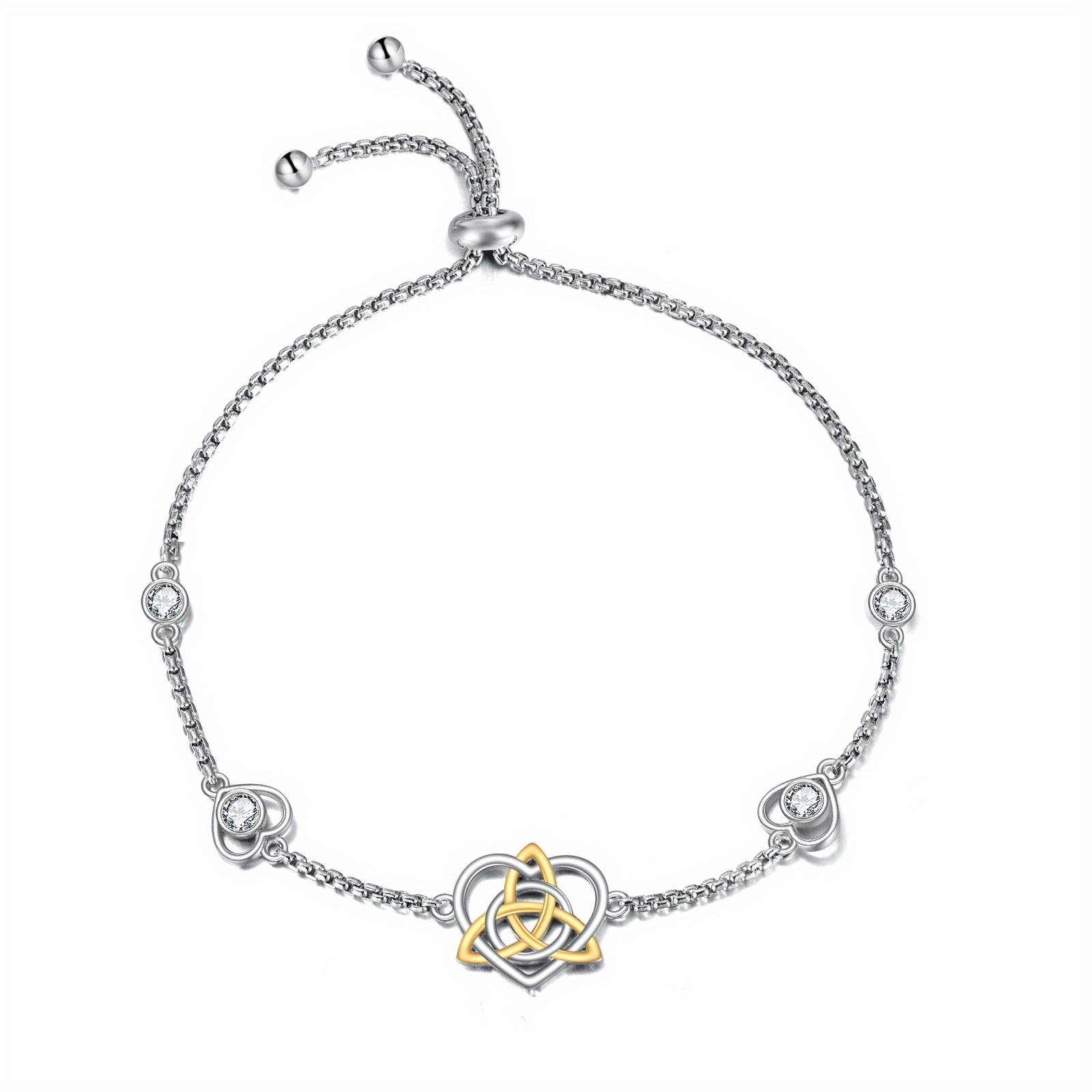 Celtic Bracelet Sterling Silver Witches Knot Link Chain Bracelet